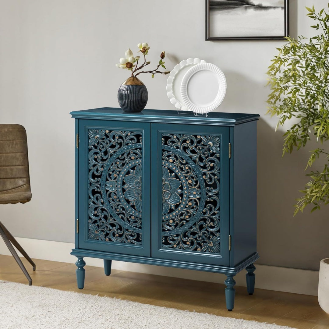 Style Rustique, buffet gris (46.2 x 89.4 x 22.9 cm)