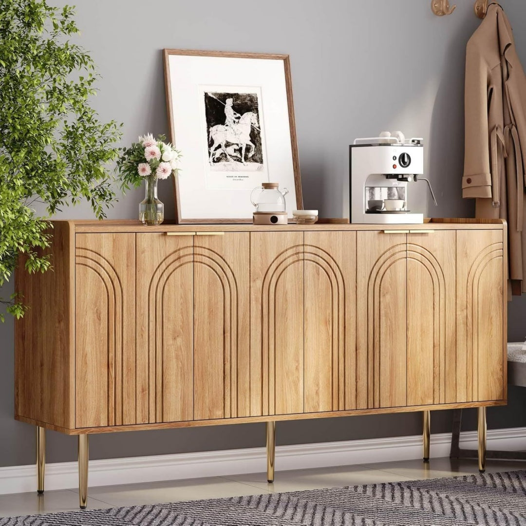 Buffet marron metal 140 cm, rangement style contemporain