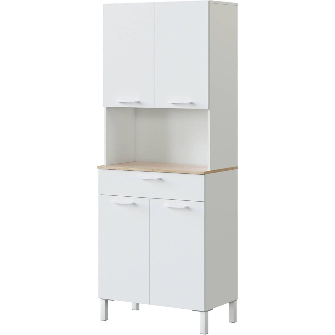 Buffet gris clair, quatre portes, chene, style moderne