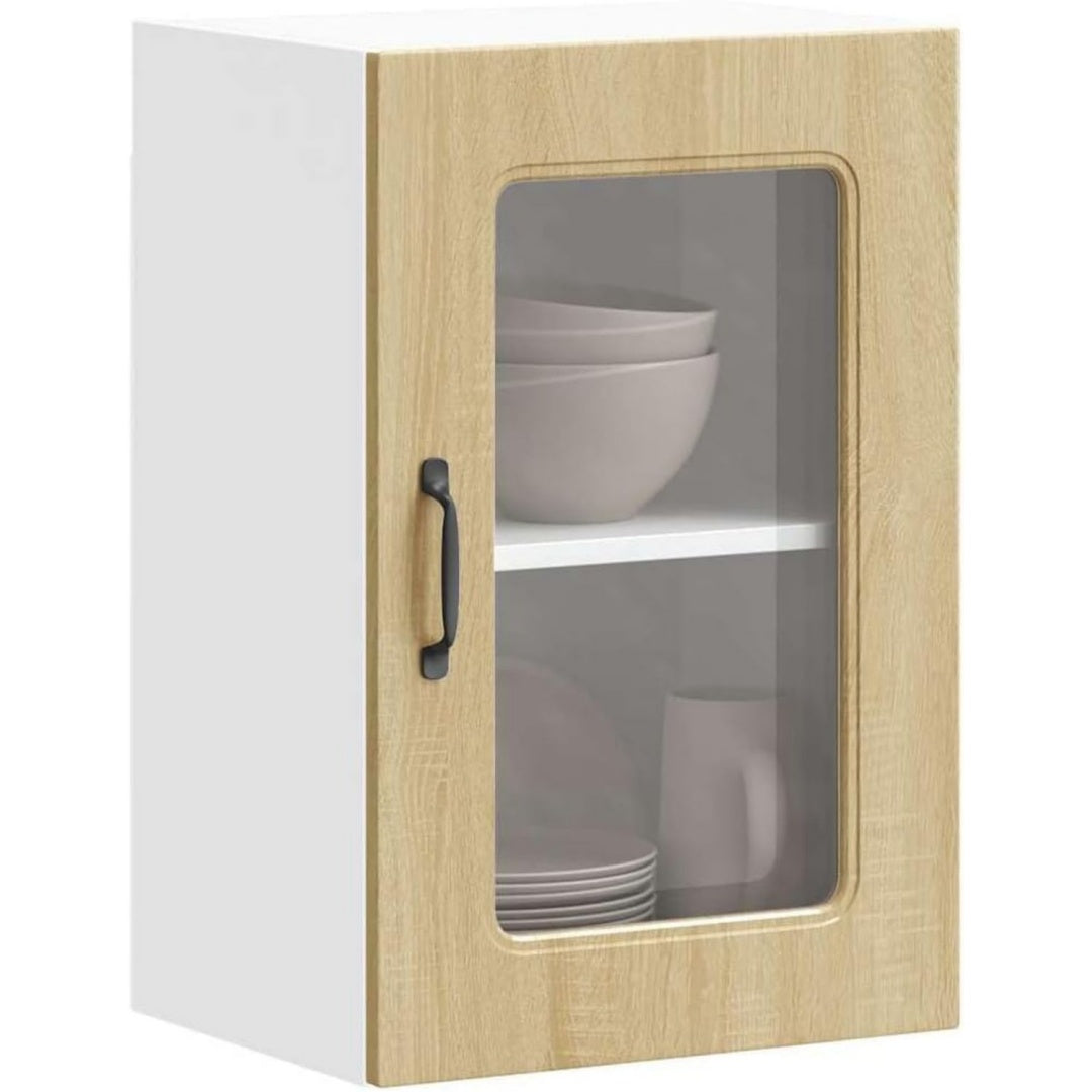 Armoire colonne beige, rangement, usage domestique
