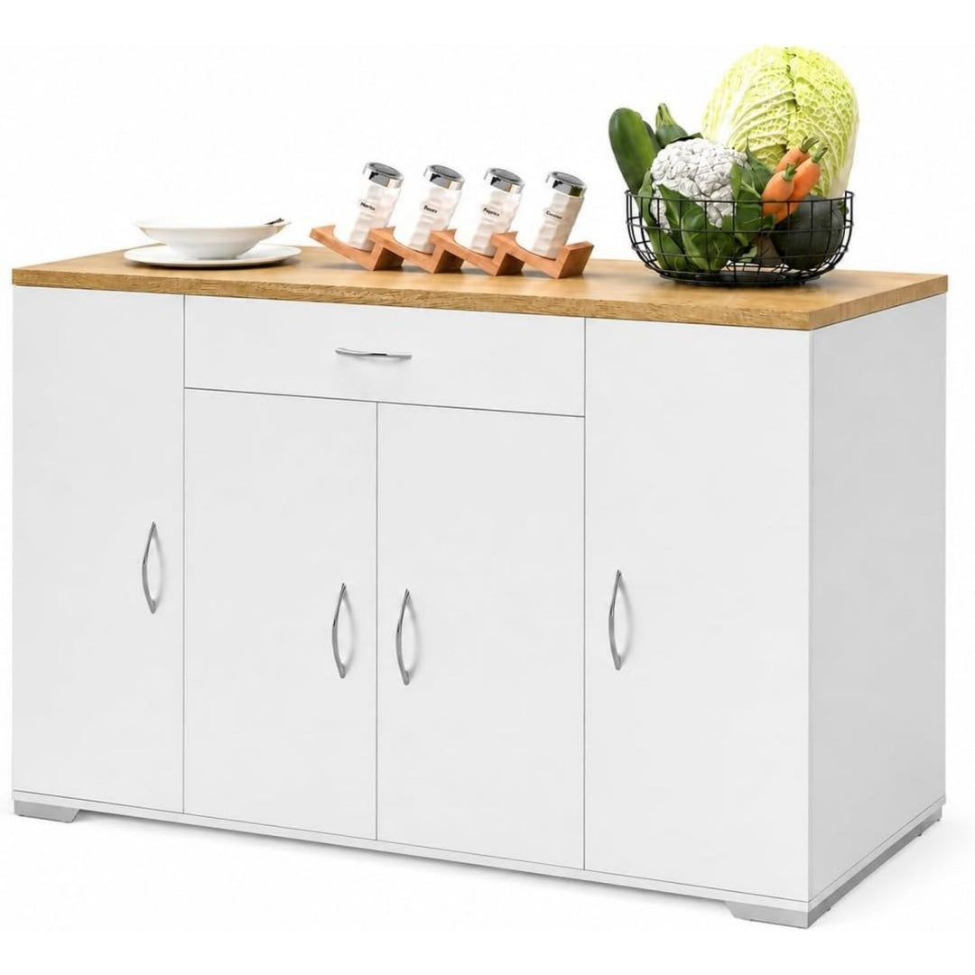 Enfilade gris clair pour entree, a 4 portes 1 tiroir design moderne