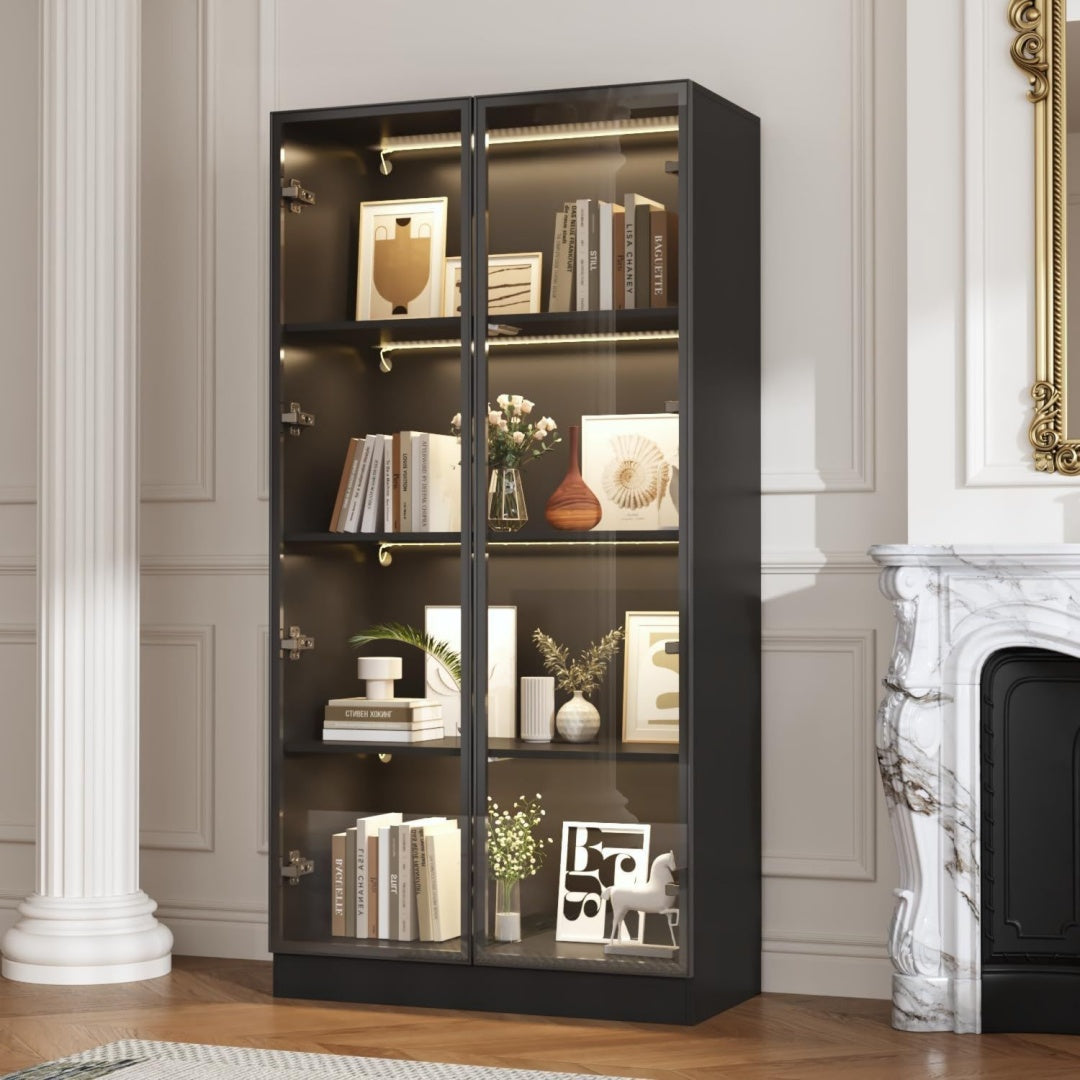 Fabrication soignee, vitrine dexposition gris en verre