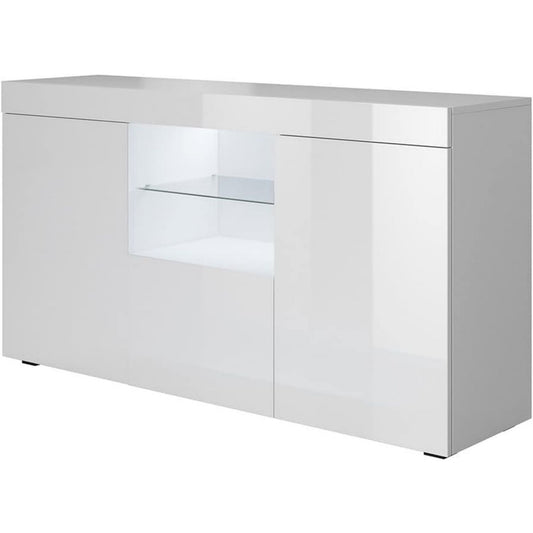 Beau buffet gris clair en verre avec eclairage LED
