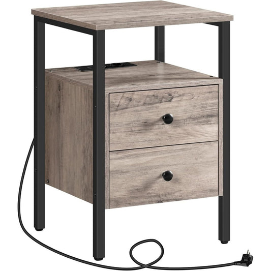 Table de chevet marron industrielle