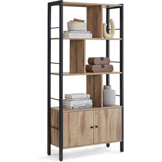 Bibliotheque etagere gris 4 etageres, ideal pour salon et cuisine