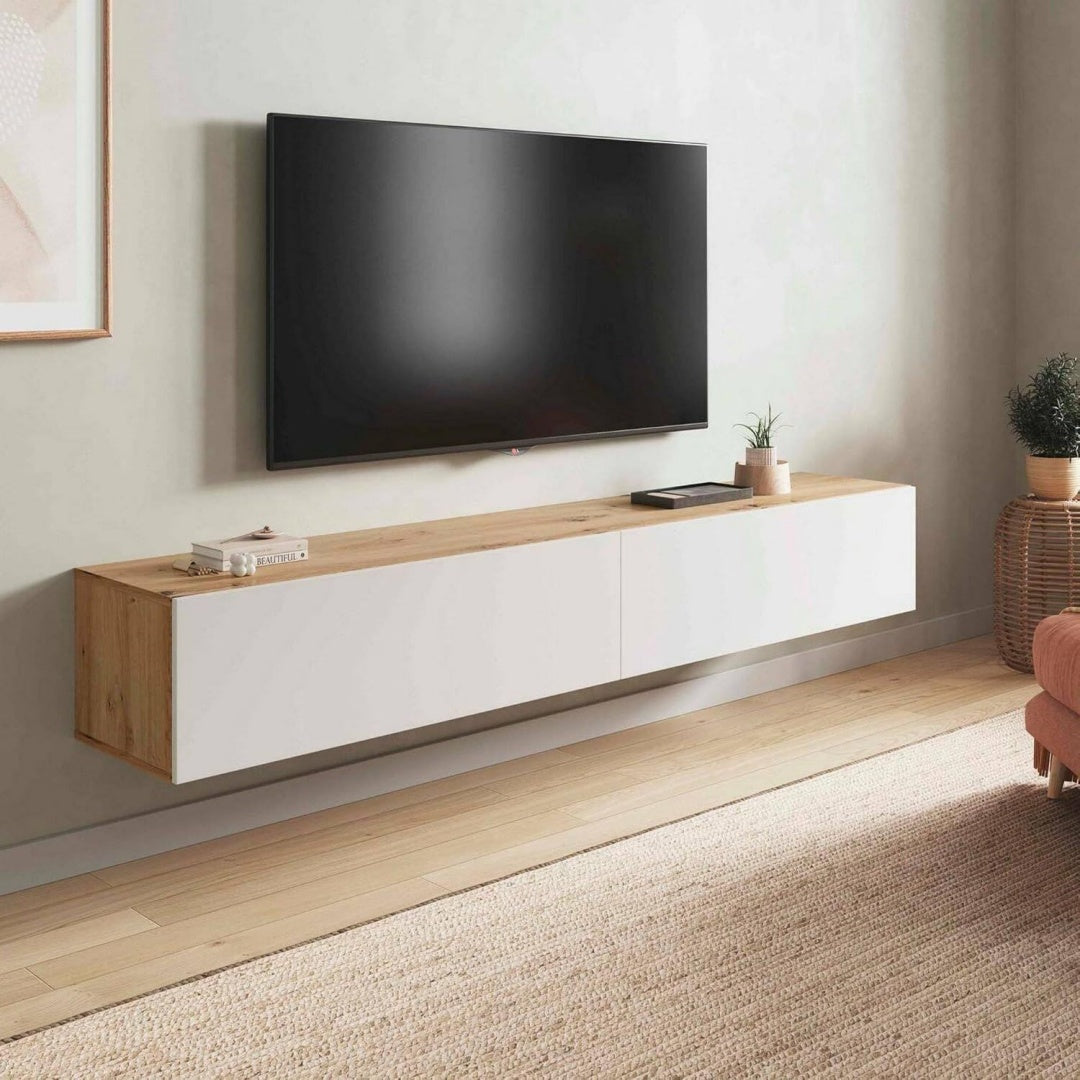 Gris clair meuble TV laque brillant en bois