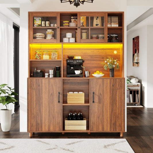 Esprit rustique placard bas marron en verre