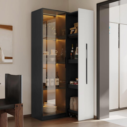 Vitrine d'exposition gris 70 cm, de rangement malin