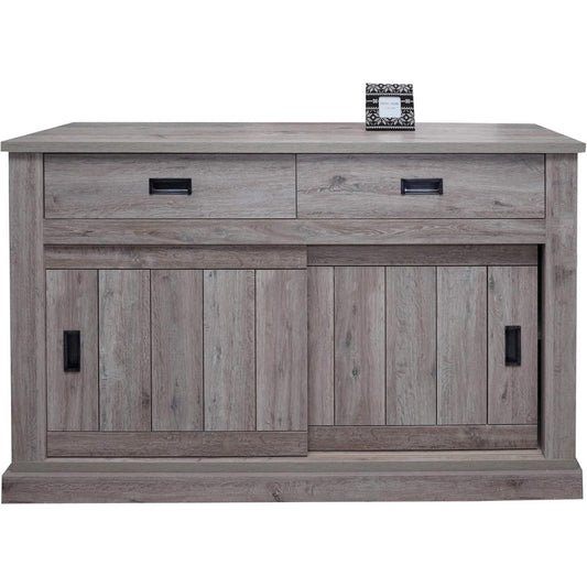 Buffet 2 portes a portes coulissantes gris