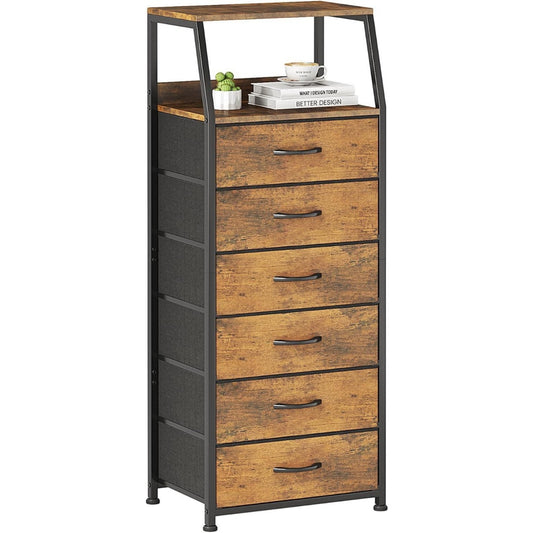 Commode en metal et tissu marron