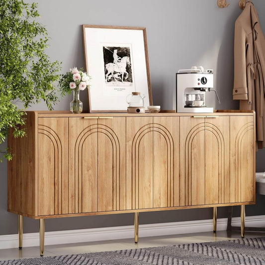 Buffet marron metal 140 cm, rangement style contemporain