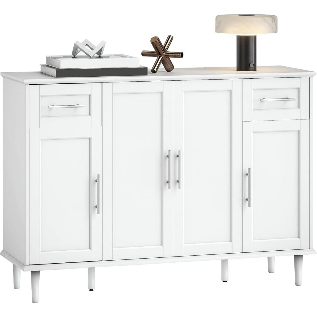 Buffet gris clair (38 x 120 x 86 cm), espace de rangement genereux