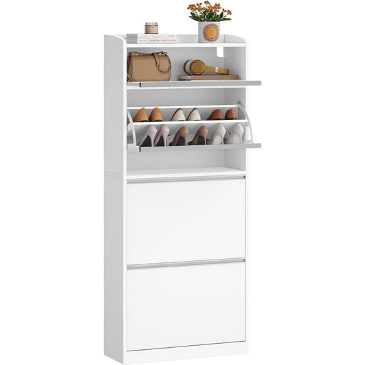 Armoire a chaussures gris clair - 3 portes 60 x 24 x 145 cm