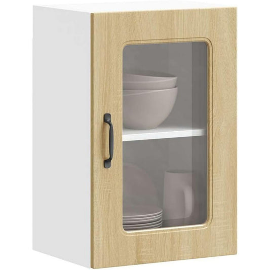 Armoire colonne beige, rangement, usage domestique
