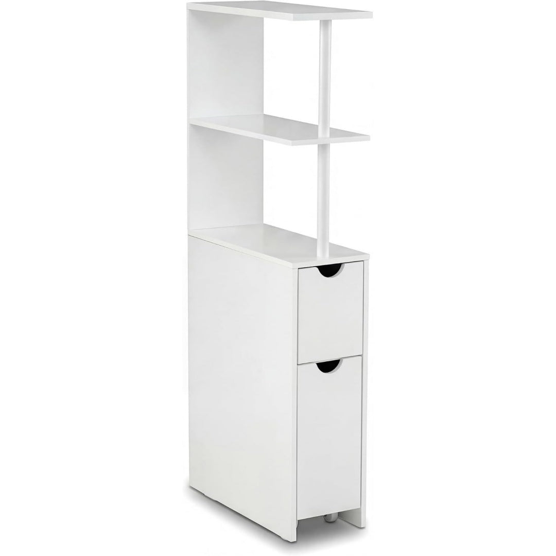 Meuble colonne gris clair, MDF, 45 x 20 x 117 cm, rangement intelligent