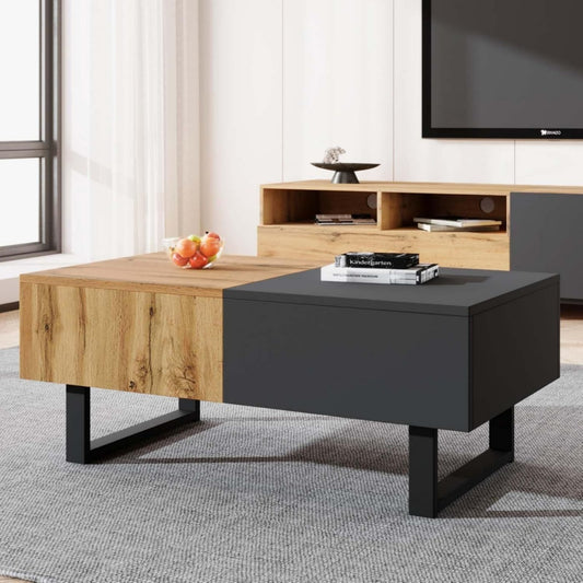Table basse en acier gris grand espace de rangement