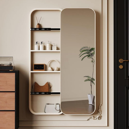 Miroir mural creme en verre 12.5 x 30 x 120 cm