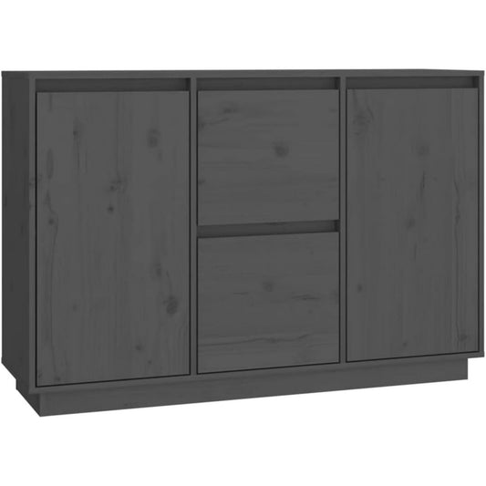 Buffet gris fonce bois massif 111 cm, rangement finition rustique