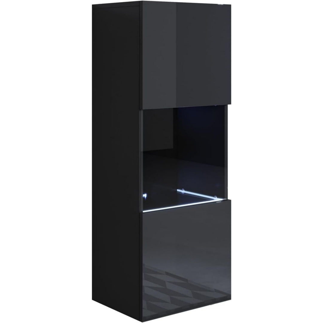 Vitrine en verre noir, contemporain, rangement pratique