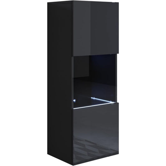Vitrine en verre noir, contemporain, rangement pratique